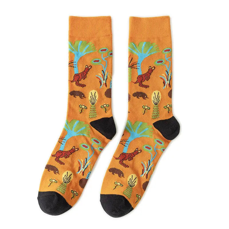 Cotton Sock Fruit Pattern Mid-calf Women – Bold & Fun Statement Socks Cerise Max