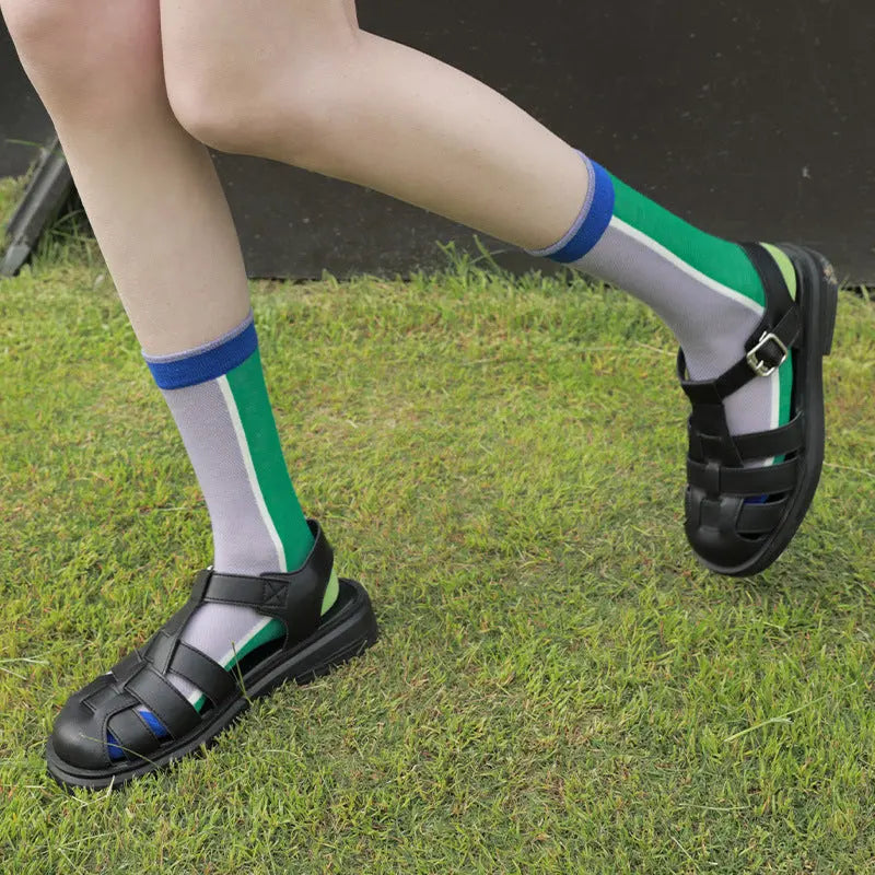 Women's Thin Breathable Spun Glass Simple Cotton Sock – Bold & Fun Statement Socks Cerise Max