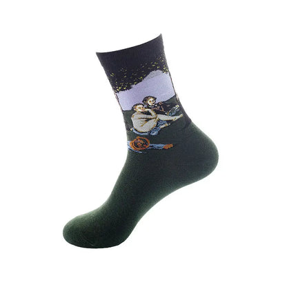 Vintage Street Women Socks Fashion Brand Men's Socks Cotton Funny Star Starry Sky Flower Graffiti Asuka Crew Casual Sock – Bold & Fun Statement Socks Cerise Max