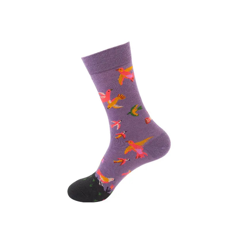 Vintage Street Women Socks Fashion Brand Men's Socks Cotton Funny Star Starry Sky Flower Graffiti Asuka Crew Casual Sock – Bold & Fun Statement Socks Cerise Max