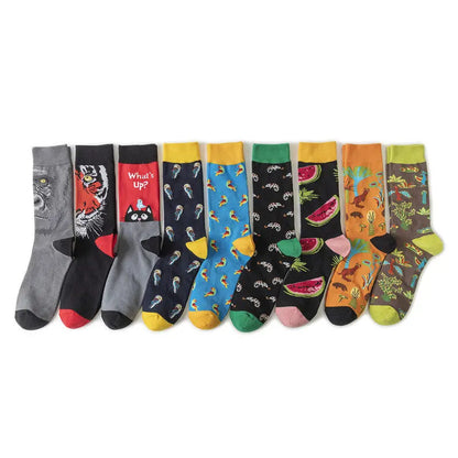 Cotton Sock Fruit Pattern Mid-calf Women – Bold & Fun Statement Socks Cerise Max