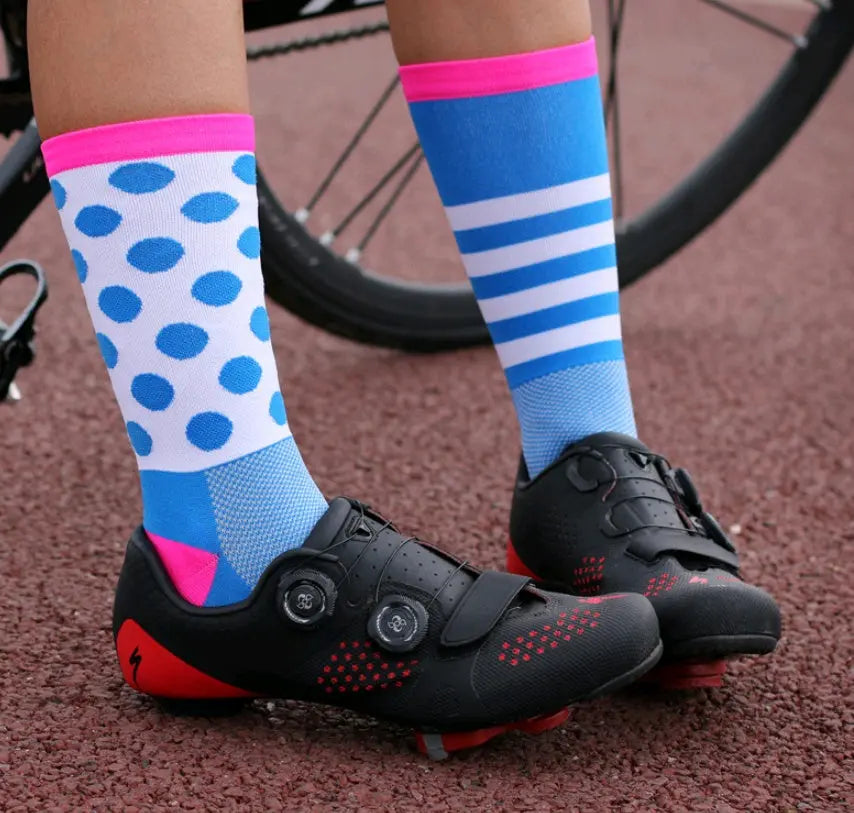 Cycling sports socks Four seasons long tube compression bicycles for men and women wear breathable sock – Medical Grade Compression Socks for Support Cerise Max