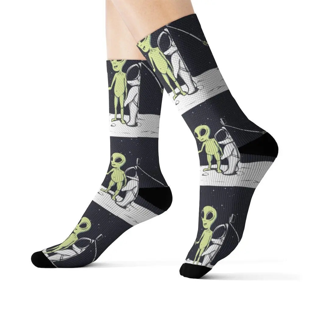 Funny Alien Selfie Socks – Premium Dress Socks for Office & Formal Wear Yellow Pandora