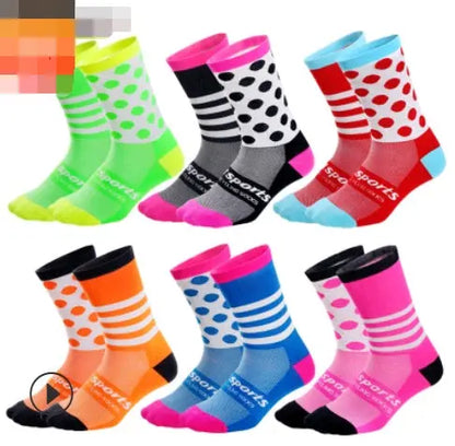 Cycling sports socks Four seasons long tube compression bicycles for men and women wear breathable sock – Medical Grade Compression Socks for Support Cerise Max