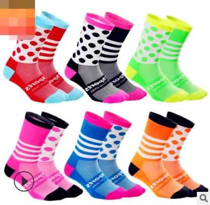 Cycling sports socks Four seasons long tube compression bicycles for men and women wear breathable sock – Medical Grade Compression Socks for Support Cerise Max