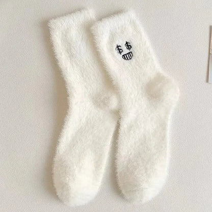 Women's Mid-calf Length Sock Cute Mink Fur Thick Winter Socks – Bold & Fun Statement Socks Cerise Max