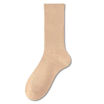 Retro Women Cotton Loose Socks Autumn Winter Knit Solid Color Mid-calf  Korean Japanese Student Girls Winter Socks Antibacterial – Bold & Fun Statement Socks Sockology