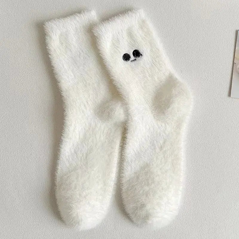 Women's Mid-calf Length Sock Cute Mink Fur Thick Winter Socks – Bold & Fun Statement Socks Cerise Max