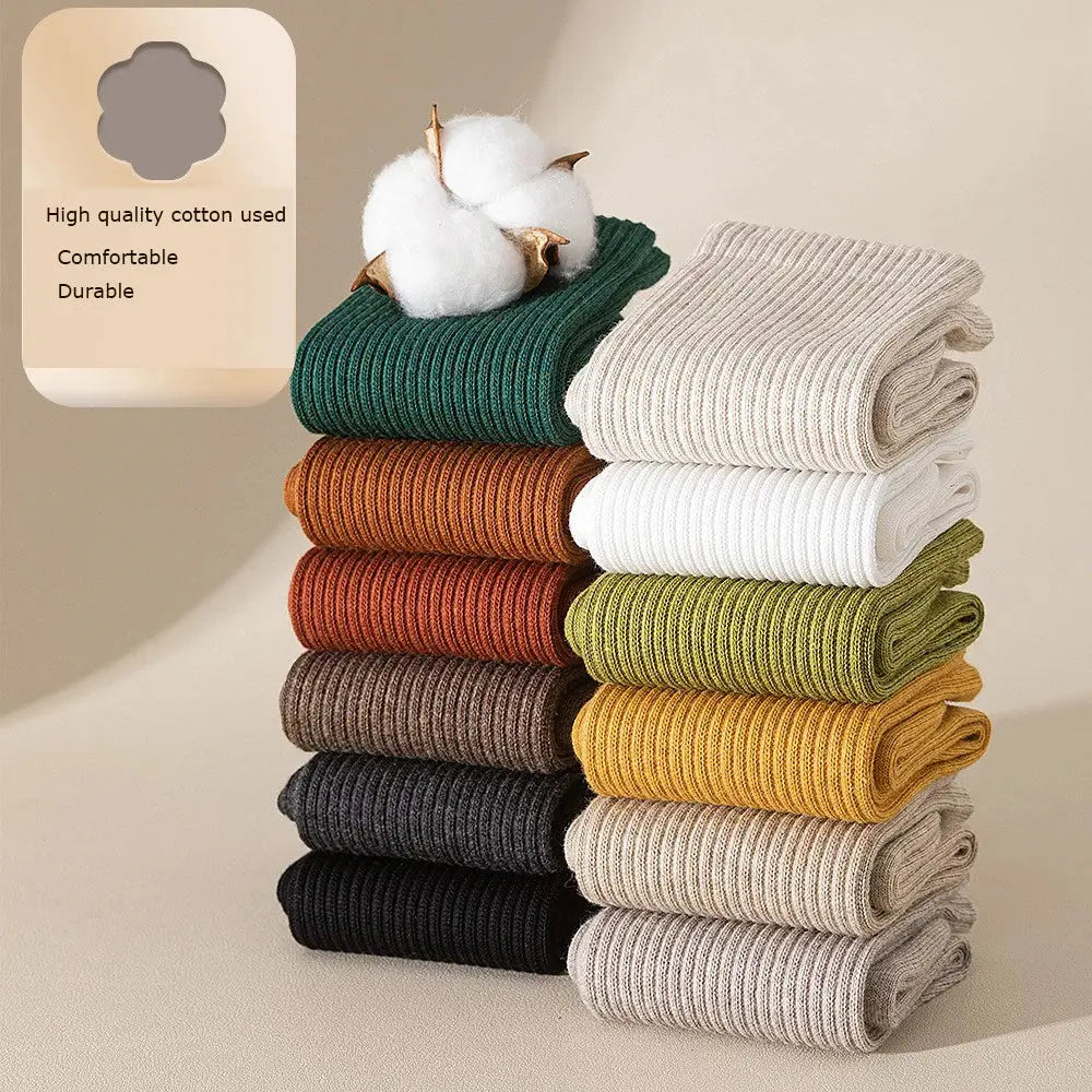 Retro Women Cotton Loose Socks Autumn Winter Knit Solid Color Mid-calf  Korean Japanese Student Girls Winter Socks Antibacterial – Bold & Fun Statement Socks Sockology