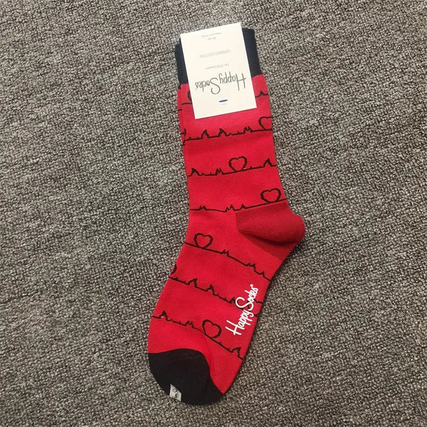Mid-High Tube Trendy Socks Couple Cotton Sock – Romantic Socks for Couples & Special Moments Cerise Max