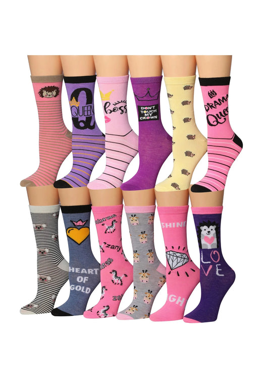 Colorful Queen Love Pattern Socks - 12 Pairs – Premium Dress Socks for Office & Formal Wear Maroon Menoetius