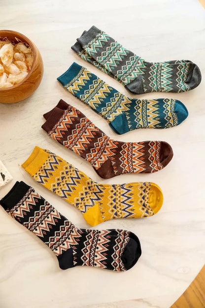 Cozy Tribal Pattern Socks – Bold & Fun Statement Socks Periwinkle Aether