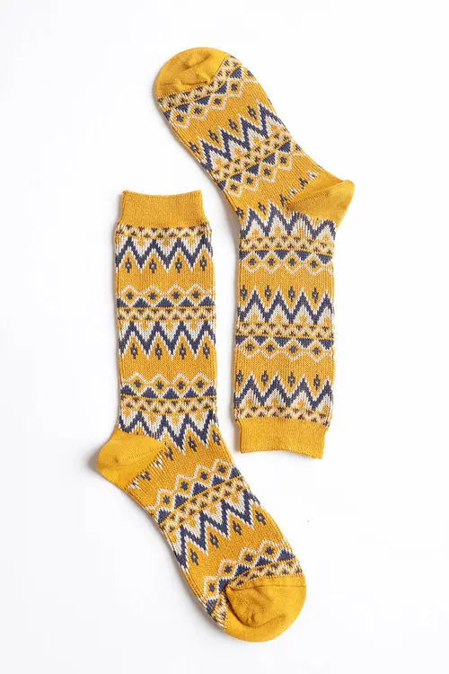 Cozy Tribal Pattern Socks – Bold & Fun Statement Socks Periwinkle Aether