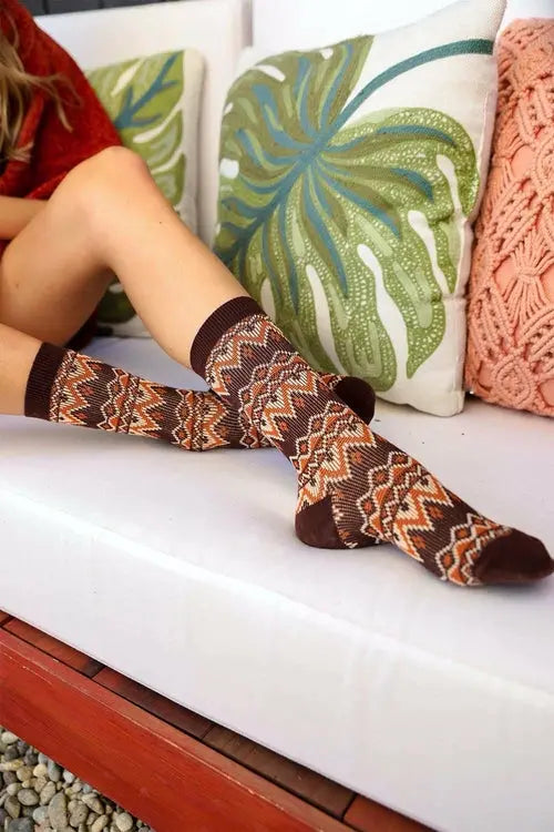 Cozy Tribal Pattern Socks – Bold & Fun Statement Socks Periwinkle Aether