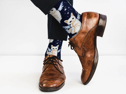 Casual Designer Trending Animal Socks - Cat for Men and Women – Premium Dress Socks for Office & Formal Wear Fuchsia Thrace