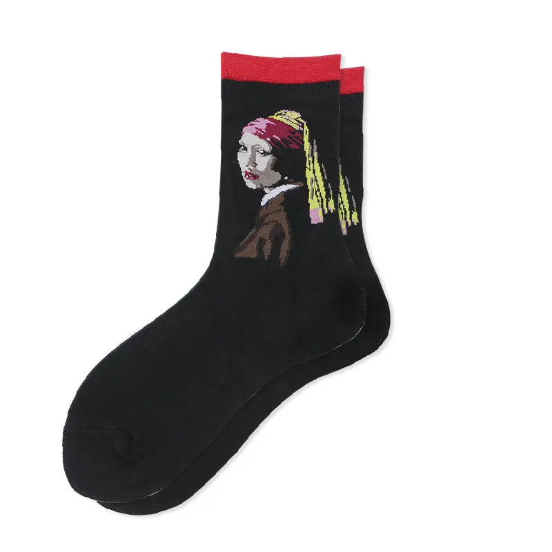 Starry Sky Cotton Sock Mid-calf – Bold & Fun Statement Socks Cerise Max