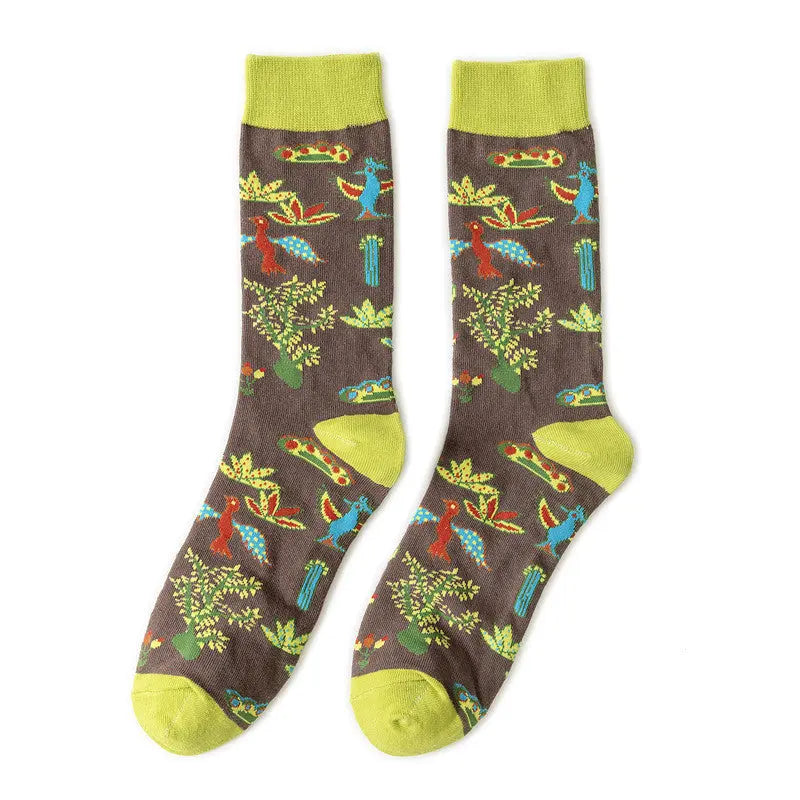 Cotton Sock Fruit Pattern Mid-calf Women – Bold & Fun Statement Socks Cerise Max