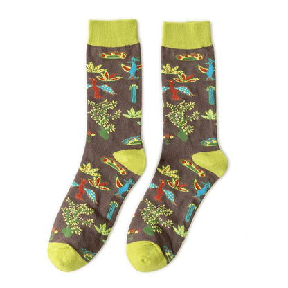 Cotton Sock Fruit Pattern Mid-calf Women – Bold & Fun Statement Socks Cerise Max
