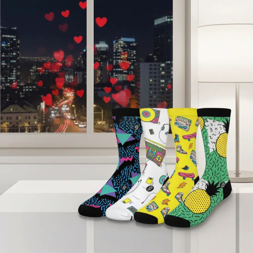 90's Theme 5 Pack (Bundle) – Bold & Fun Statement Socks Cerise Max