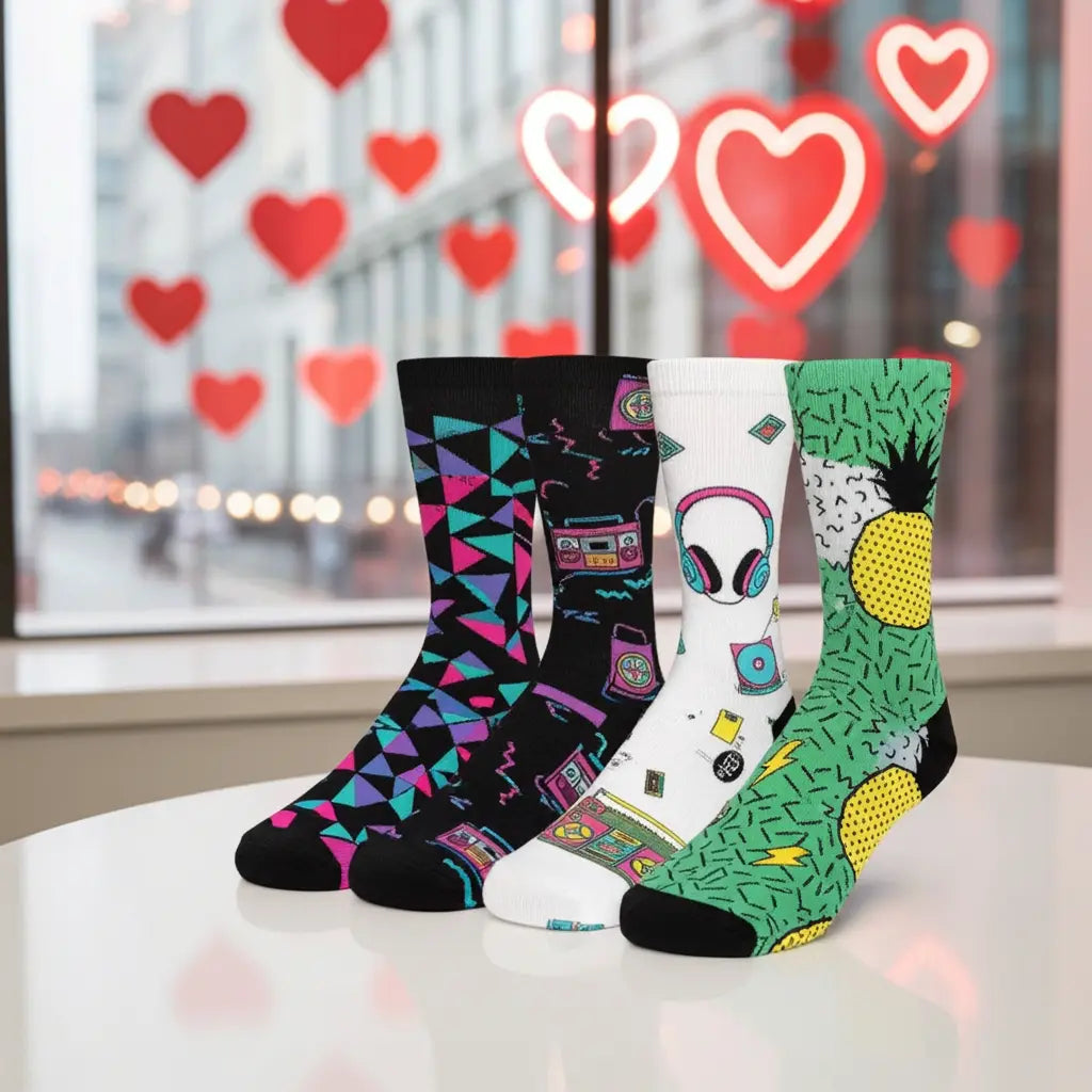 90's Theme 5 Pack (Bundle) – Bold & Fun Statement Socks Cerise Max