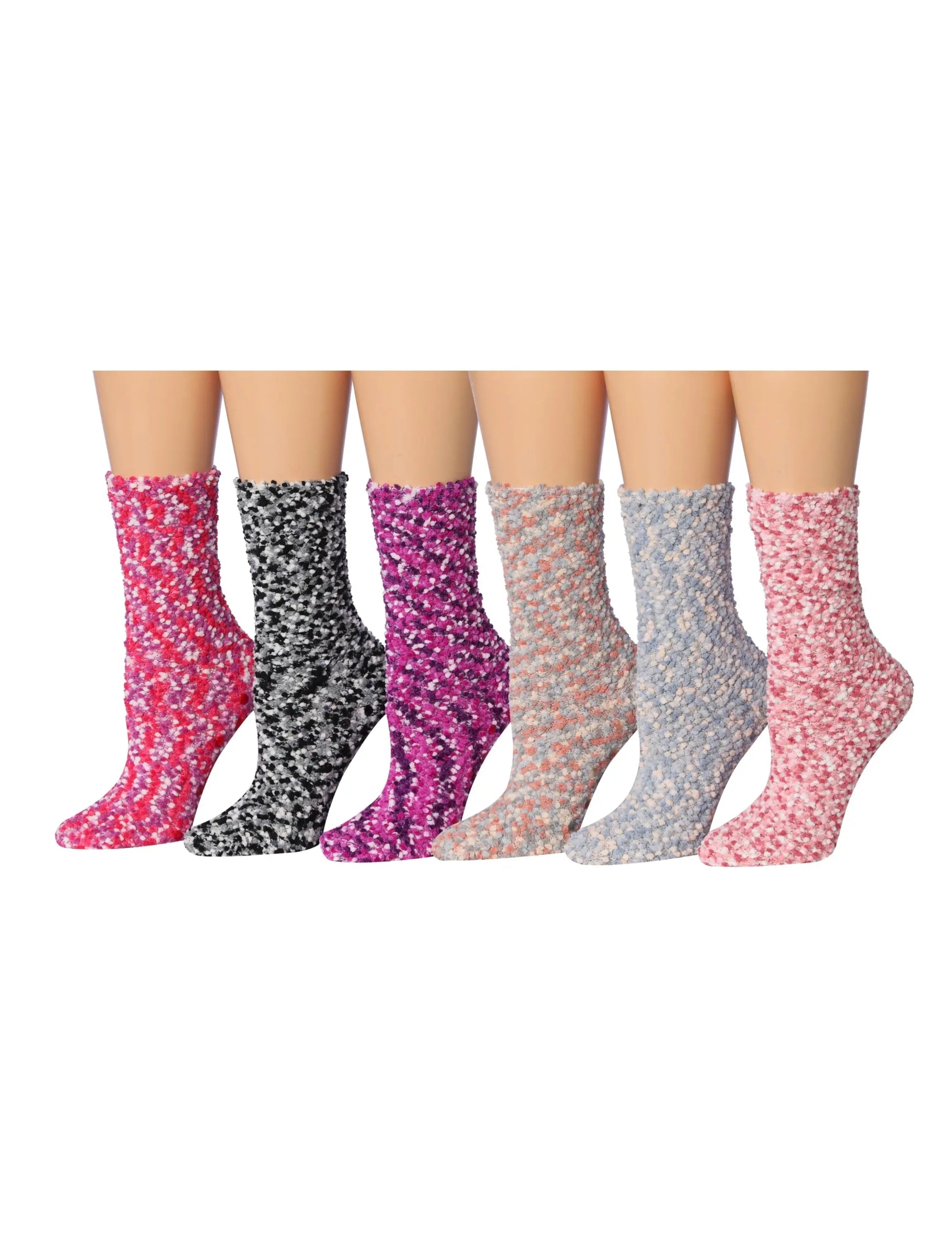 Colorful Patterned Maroon Melody Fuzzy Socks - 6 Pairs – Performance Athletic Socks for Active Wear Maroon Menoetius