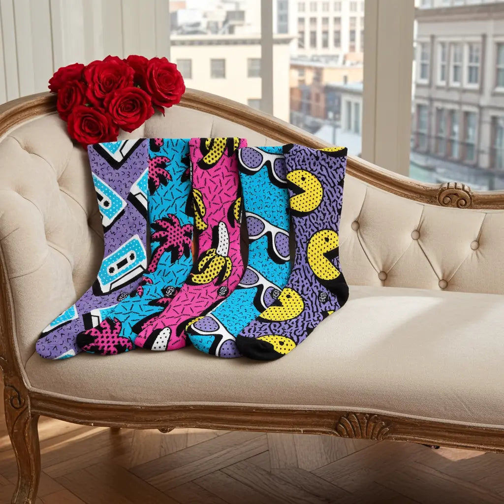 90's 2nd Theme 5 Pack (Bundle) – Bold & Fun Statement Socks Cerise Max