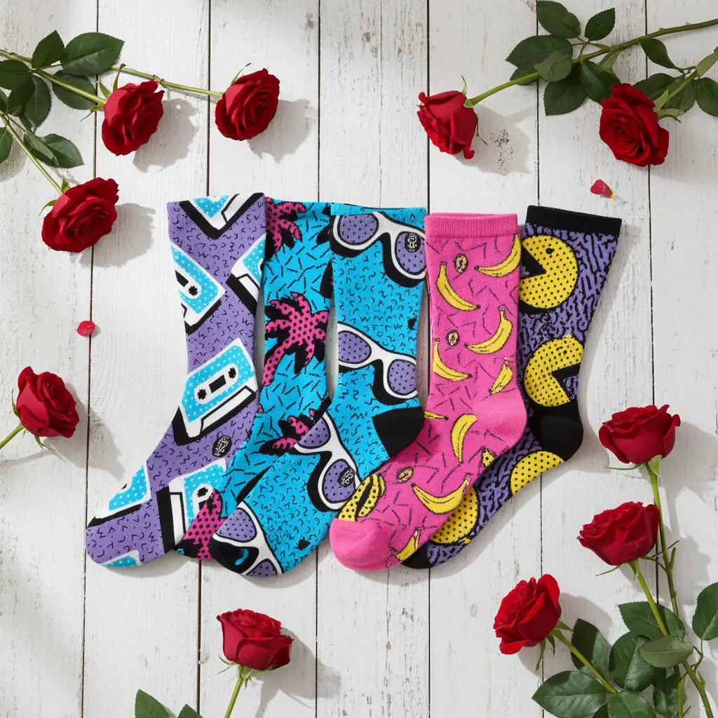 90's 2nd Theme 5 Pack (Bundle) – Bold & Fun Statement Socks Cerise Max